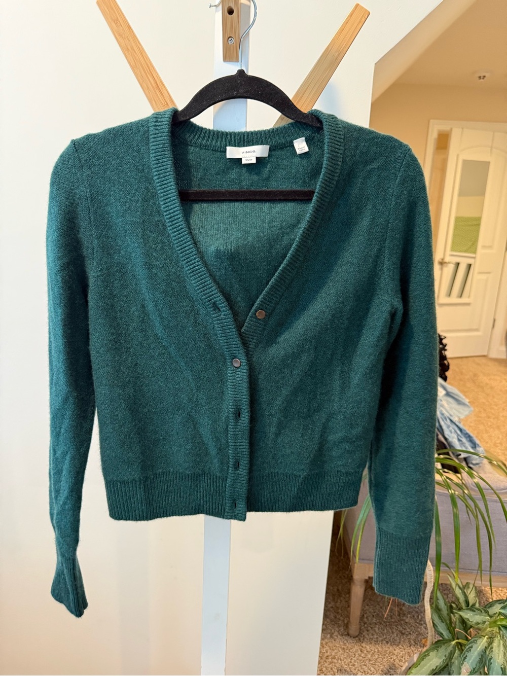 Vince Deep Teal V-Neck Button Front Cardigan - Picture 2 of 7
